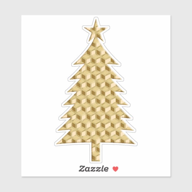 Gold Faux Metallic 3-d Boxes Christmas Tree (Sheet)
