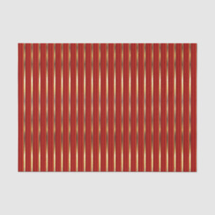 Gold Faux Metallic and Red Stripes Tissue Paper