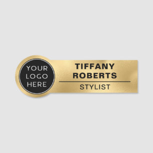 Gold Faux Metallic Company Logo Employee Name Tag