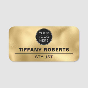 Gold Faux Metallic Company Logo Employee Name Tag