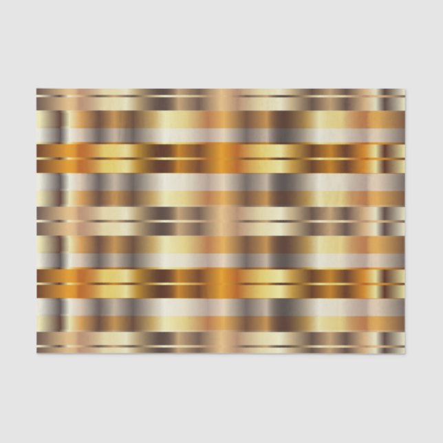 Gold Faux Metallic Diagonal Stripes Tissue Paper (Front)
