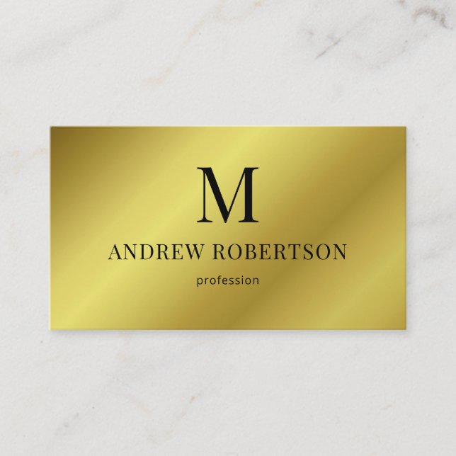 Gold Faux Metallic Holography QR Code Business Card (Front)