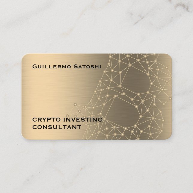 Gold faux metallic texture crypto  business card (Front)