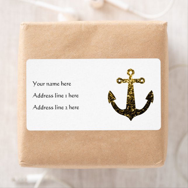 Gold faux sparkle glitter Anchor Personalise (Insitu)
