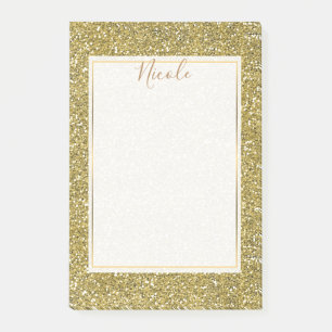 Gold Faux Sparkle Glitter Post-it Notes