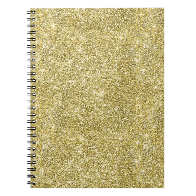 Gold Faux Sparkle Glitter Spiral Notebook (Front)