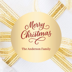 Gold Favours Merry Christmas Classic Round Sticker