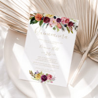 Gold Feather Boho Tropical Floral Quinceañera