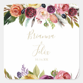 Gold Feather Boho Tropical Wedding Envelope Seals