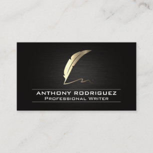 Gold Feather Pen Logo Business Card