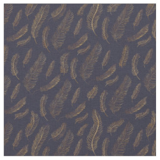 Gold Feather Print Fabric