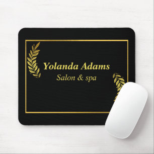 Gold feathers and border black mouse pad
