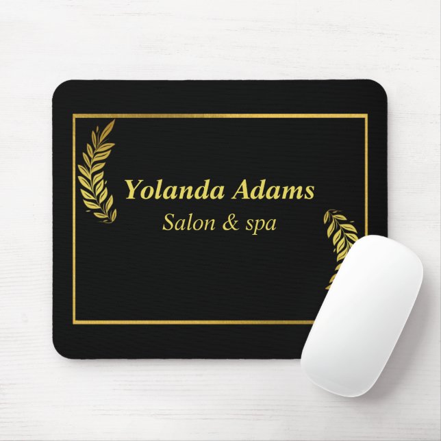 Gold feathers and border black mouse pad (With Mouse)