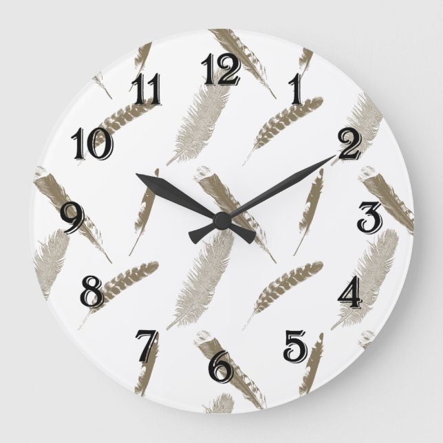 Gold Feathers Large Clock (Front)