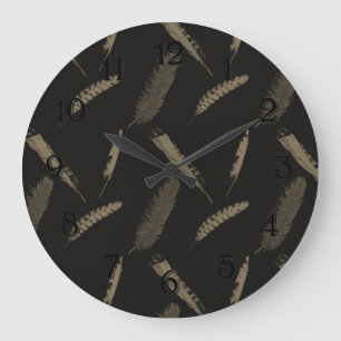 Gold Feathers Large Clock