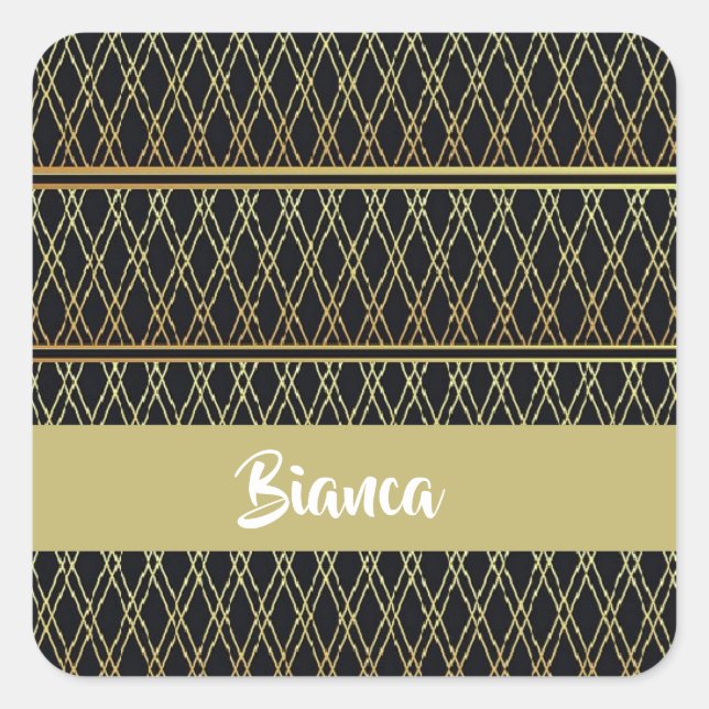Gold fence on black square sticker (Front)
