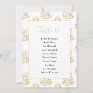 Gold fern leaf Table Number Seating Chart