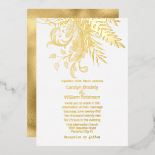 Gold Ferns and Foliage on White Wedding