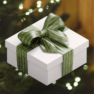 Gold Festive Chevron Pattern on Green Satin Ribbon