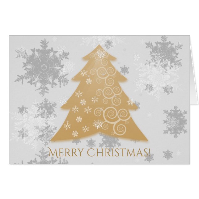 Gold Festive Christmas Tree Holiday Greeting Card (Front Horizontal)