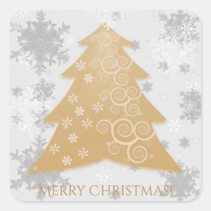 Gold Festive Christmas Tree Sticker