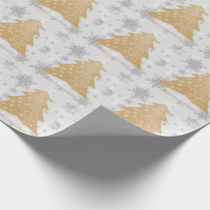 Gold Festive Christmas Tree Wrapping Paper