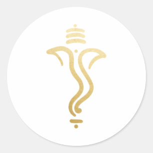 Gold Festive Ganesh/ Indian God Classic Round Sticker