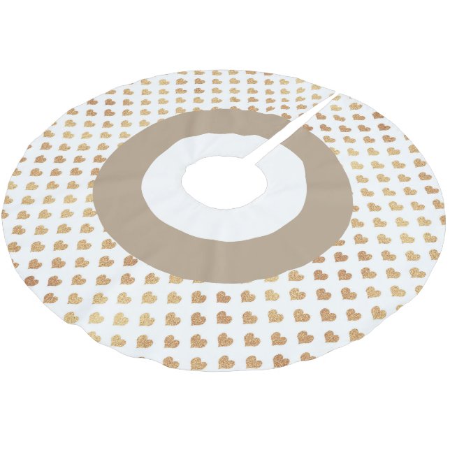 Gold Festive Hearts Tree Skirt (Angled)