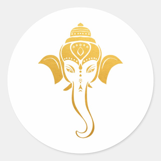 Gold Festive Hindu Wedding Ganesh | Indian God Classic Round Sticker (Front)