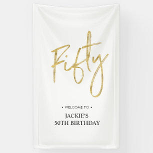 Gold Fifty 50th Birthday Party Welcome Banner