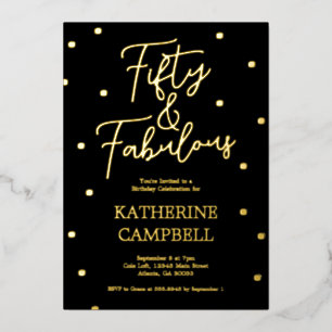 Gold Fifty and Fabulous Script 50th Birthday 