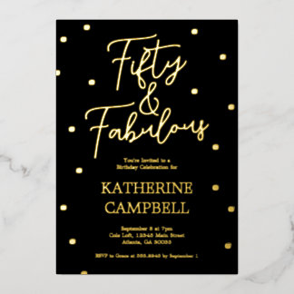 Gold Fifty and Fabulous Script 50th Birthday 
