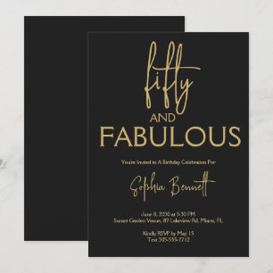 Gold Fifty and Fabulous Script 50th Birthday Party Invitation