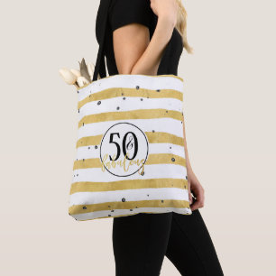 Gold Fifty & Fabulous Confetti Tote Bag