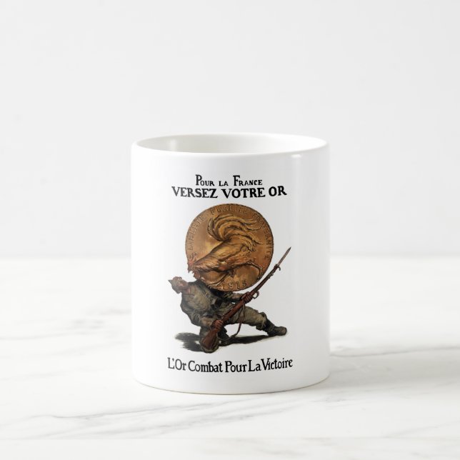Gold Fights For Victory -- French WW1 Coffee Mug (Center)