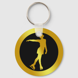 GOLD FIGURE SKATER KEY RING