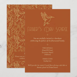 Gold Filigree Art Deco   Kingfisher Father's Day Invitation