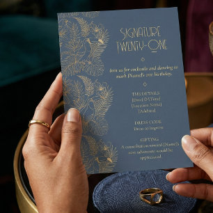 Gold Filigree Art Deco Toucan 21st Birthday Invitation