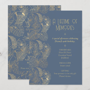 Gold Filigree Art Deco Toucan 90th Birthday Invitation