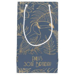 Gold Filigree Art Deco Toucan Estate Grey Custom Small Gift Bag