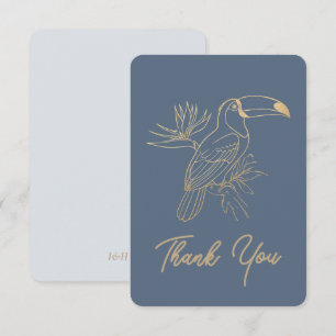 Gold Filigree Art Deco Toucan Estate Grey Flat Thank You Card