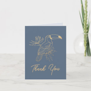 Gold Filigree Art Deco   Toucan Estate Grey Thank You Card