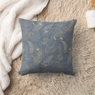 Gold Filigree Art Deco Toucan Happy Place Cushion