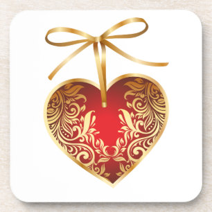 Gold Filigree Heart Coaster