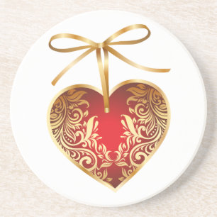 Gold Filigree Heart Coaster