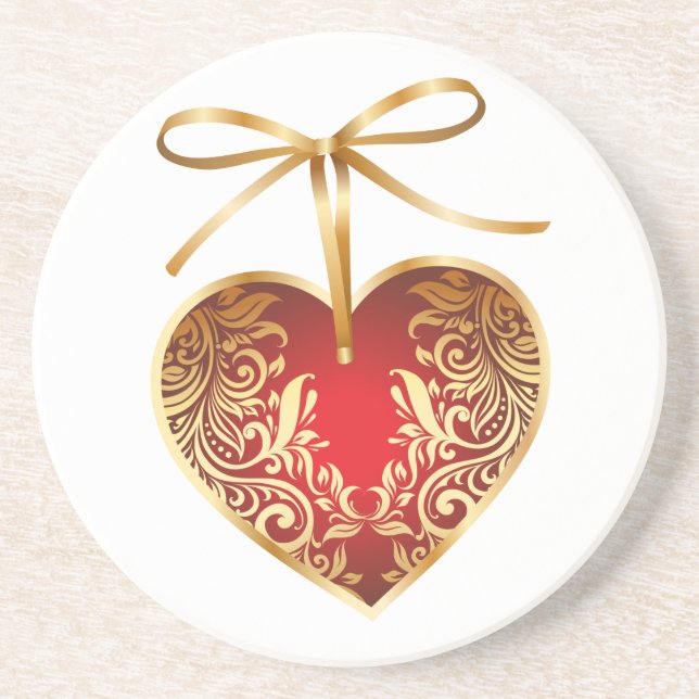 Gold Filigree Heart Coaster (Front)