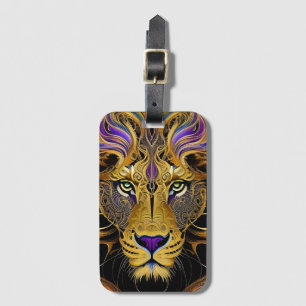 Gold Filigree Lion Luggage Tag