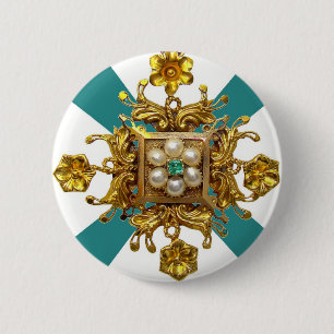 Gold Filigree Pearls Vintage Costume Jewellery Pin