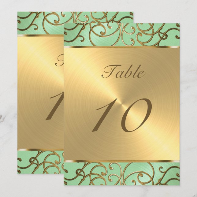 Gold Filigree Swirls Table Number (Front/Back)