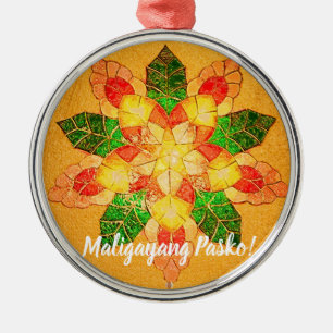 Gold Filipino Parol Style, Philippines Metal Tree Decoration